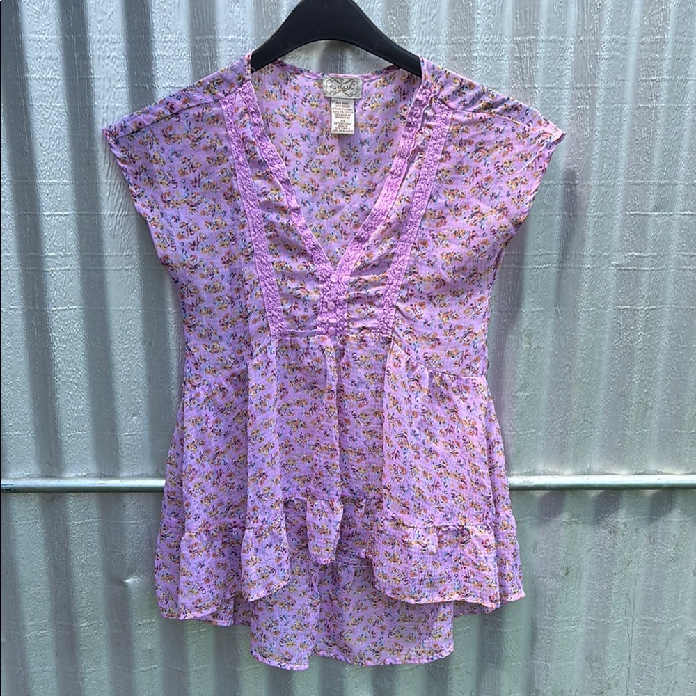 Eyelash Couture Purple Ruffled Blouse